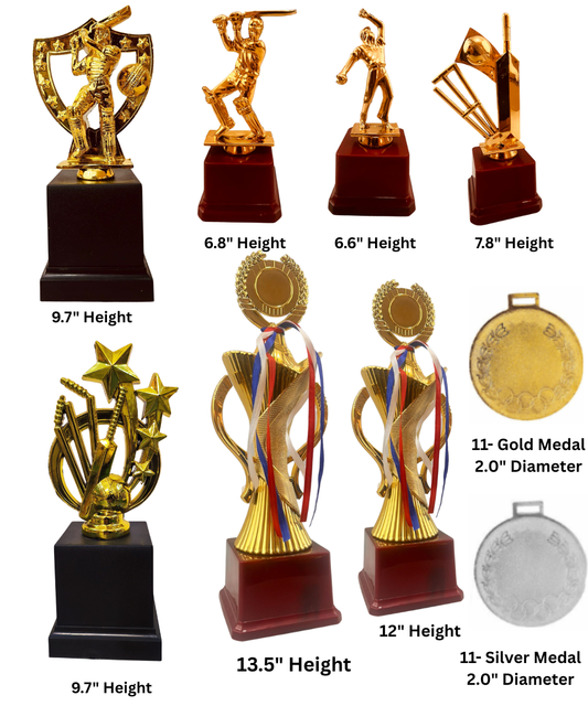 Premium Cricket Award Set – Trophies & Medals for Cricket Tournaments